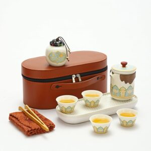 Travel tea set simple outdoor portable ceramic one pot four cups office